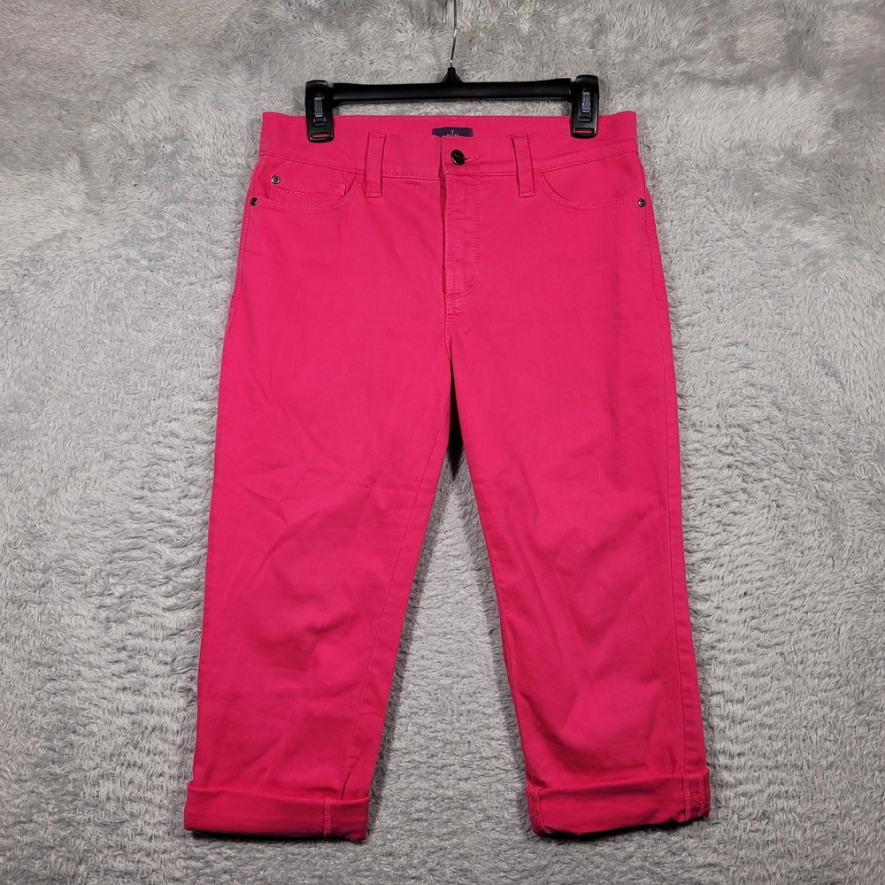 NYDJ Capri Pants Womens 6‎ Pink Lift Tuck Cropped Denim Jeans
